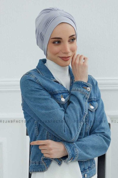 Linda - Turbante De Algodón Gris Claro