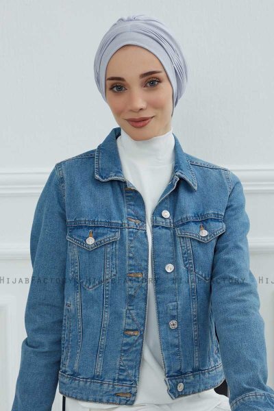 Linda - Turbante De Algodón Gris Claro