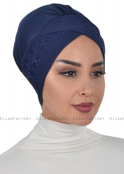 Molly - Turbante Cordón Algodón Azul Marino