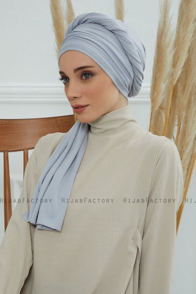 Rebecca - Turbante De Algodón Gris Claro