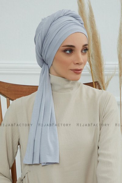 Rebecca - Turbante De Algodón Gris Claro