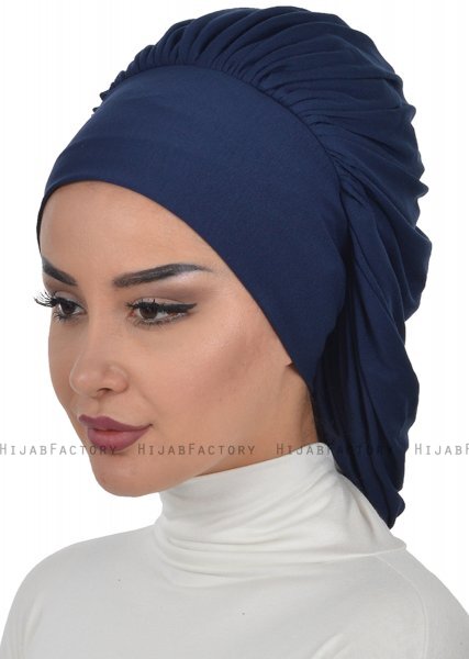 Isabella - Turbante De Algodón Azul Marino - Ayse Turban