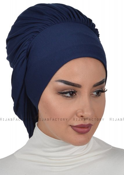 Isabella - Turbante De Algodón Azul Marino - Ayse Turban