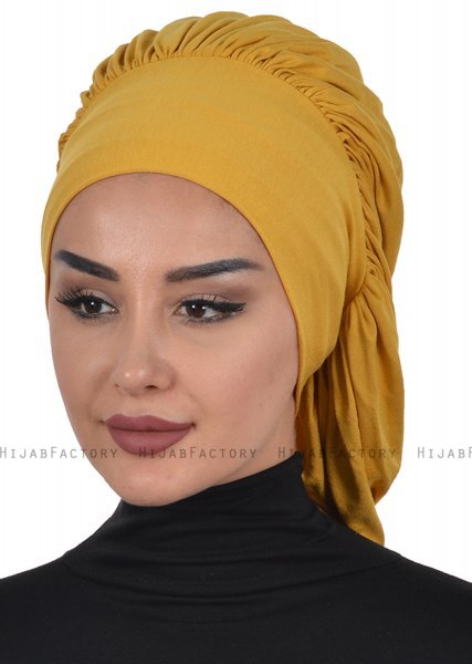 Isabella - Turbante De Algodón Mostaza - Ayse Turban