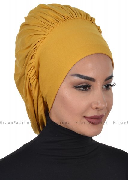 Isabella - Turbante De Algodón Mostaza - Ayse Turban