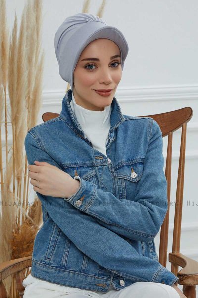 Sandra - Turbante De Algodón Gris Claro