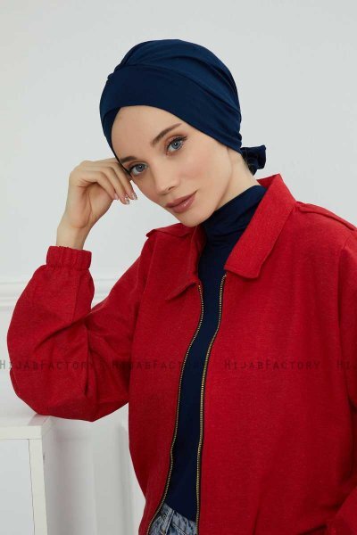 Ellie - Turbante De Algodón Azul Marino