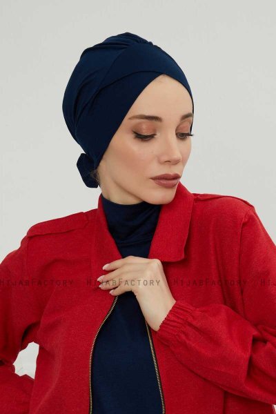 Ellie - Turbante De Algodón Azul Marino