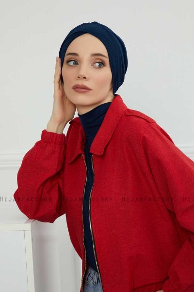 Ellie - Turbante De Algodón Azul Marino