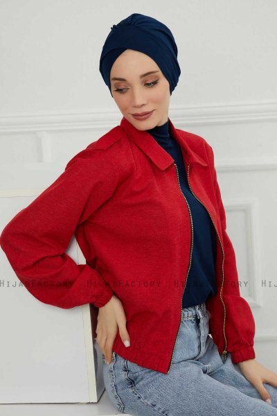 Ellie - Turbante De Algodón Azul Marino