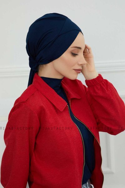 Ellie - Turbante De Algodón Azul Marino