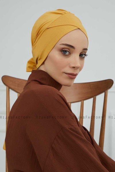 Ellie - Turbante De Algodón Mostaza