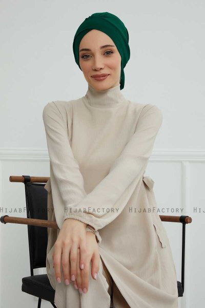 Ellie - Turbante De Algodón Verde Oscuro