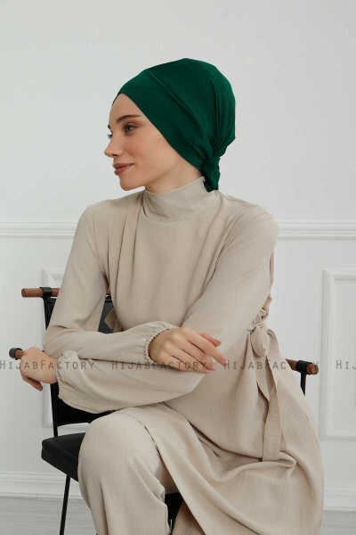 Ellie - Turbante De Algodón Verde Oscuro