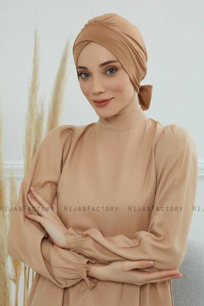 Ellie - Turbante De Algodón Marrón Claro