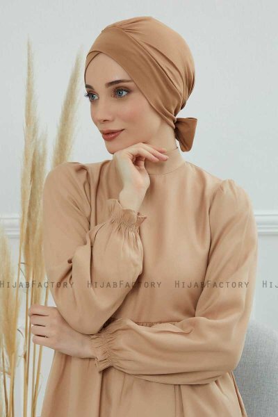 Ellie - Turbante De Algodón Marrón Claro