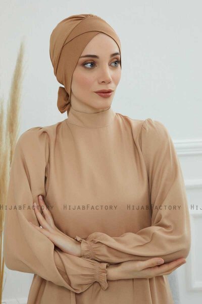 Ellie - Turbante De Algodón Marrón Claro