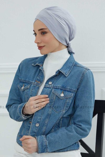 Ellie - Turbante De Algodón Gris Claro