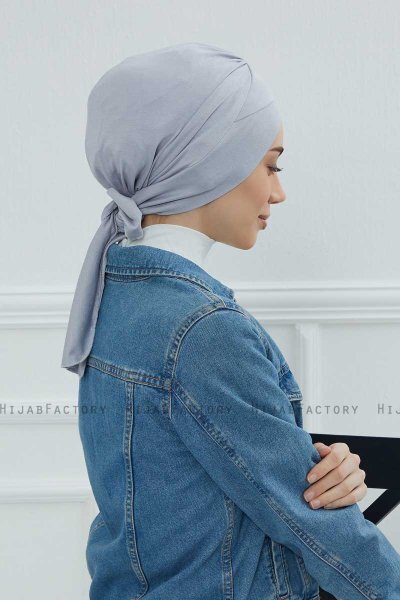 Ellie - Turbante De Algodón Gris Claro