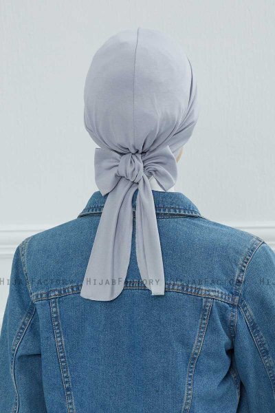 Ellie - Turbante De Algodón Gris Claro