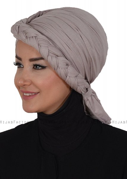 Theresa - Turbante Di Cotone Taupe - Ayse Turban