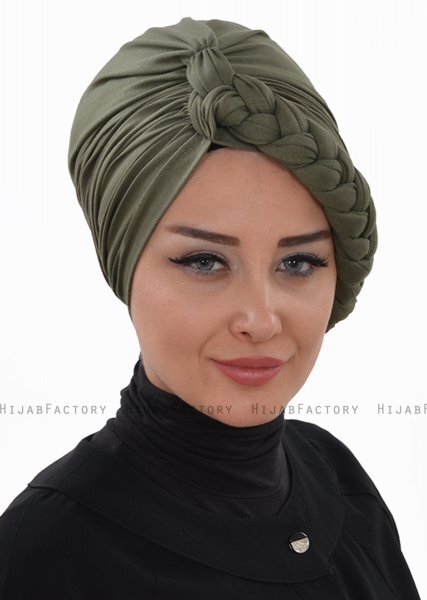 Theresa - Turbante Di Cotone Caqui - Ayse Turban