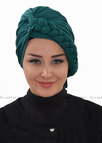 Theresa - Turbante Di Cotone Verde Oscuro - Ayse Turban