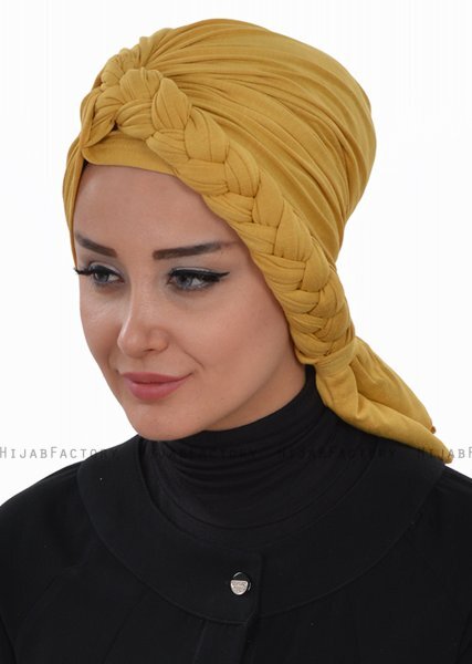 Theresa - Turbante Di Cotone Mostaza - Ayse Turban