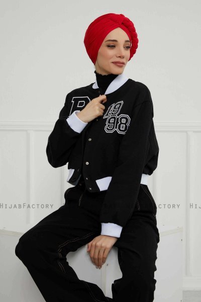 Theresa - Turbante Di Cotone Rojo - Ayse Turban