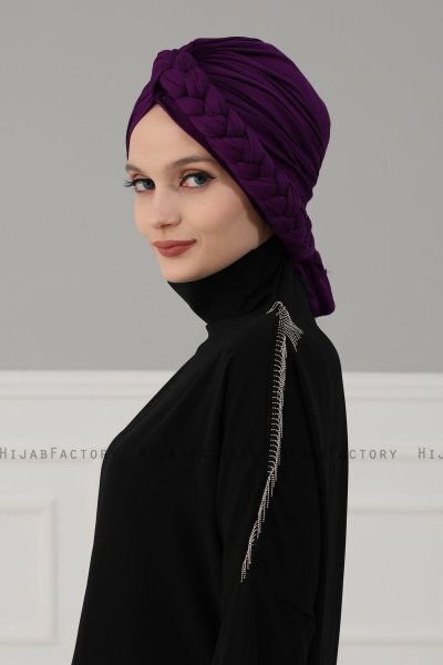 Theresa - Turbante Di Cotone Púrpura - Ayse Turban