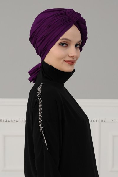 Theresa - Turbante Di Cotone Púrpura - Ayse Turban