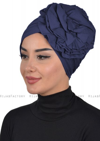 Kerstin - Turbante De Algodón Azul Marino - Ayse Turban