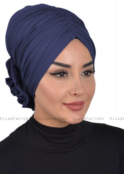 Kerstin - Turbante De Algodón Azul Marino - Ayse Turban