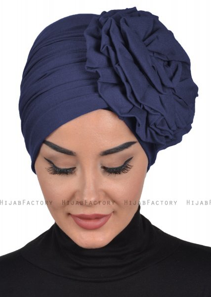 Kerstin - Turbante De Algodón Azul Marino - Ayse Turban