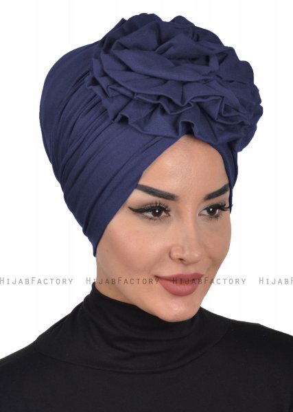 Kerstin - Turbante De Algodón Azul Marino - Ayse Turban