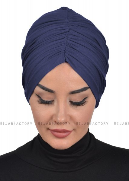 Kerstin - Turbante De Algodón Azul Marino - Ayse Turban