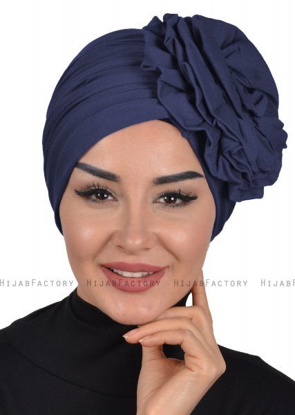 Kerstin - Turbante De Algodón Azul Marino - Ayse Turban