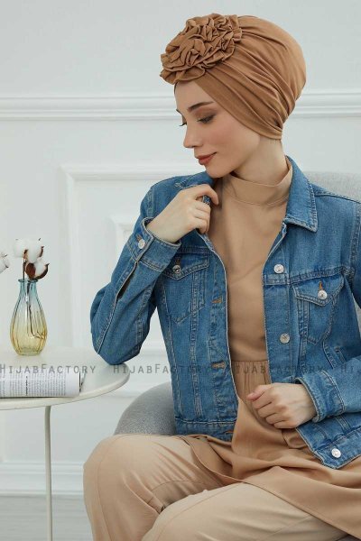 Kerstin - Turbante De Algodón Marrón Claro