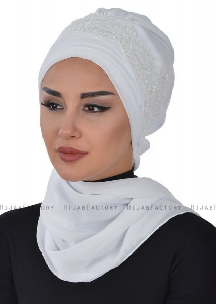 Celine - Turbante Chiffon Blanco - Ayse Turban