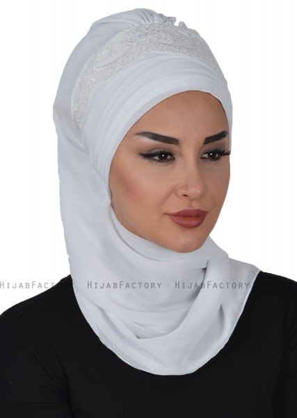 Celine - Turbante Chiffon Blanco - Ayse Turban