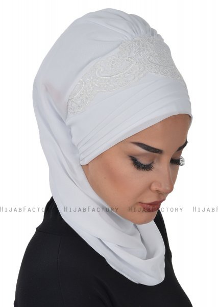 Celine - Turbante Chiffon Blanco - Ayse Turban