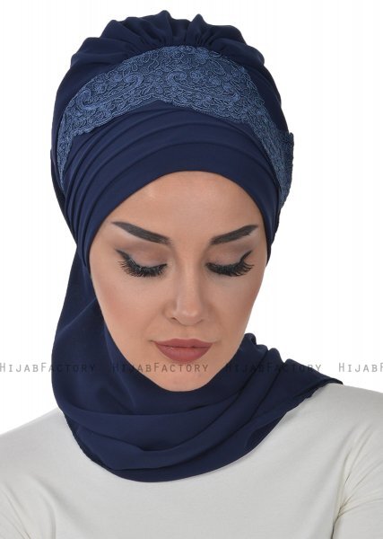 Celine - Turbante Chiffon Azul Marino - Ayse Turban