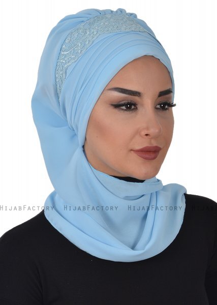 Celine - Turbante Chiffon Azul Claro - Ayse Turban