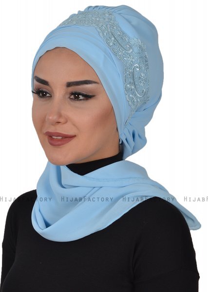 Celine - Turbante Chiffon Azul Claro - Ayse Turban