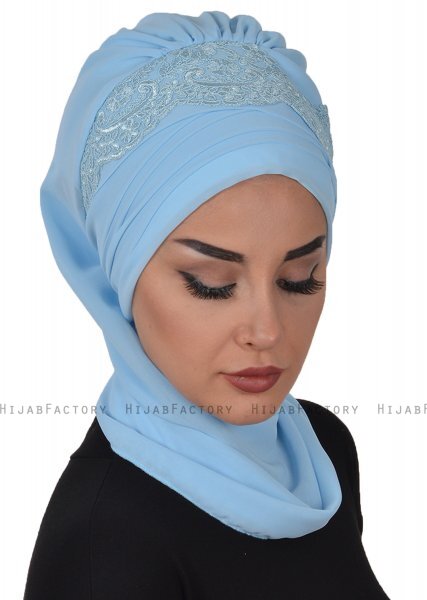 Celine - Turbante Chiffon Azul Claro - Ayse Turban