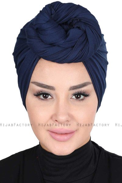 Sigrid - Hijab De Algodón Azul Marino - Ayse Turban