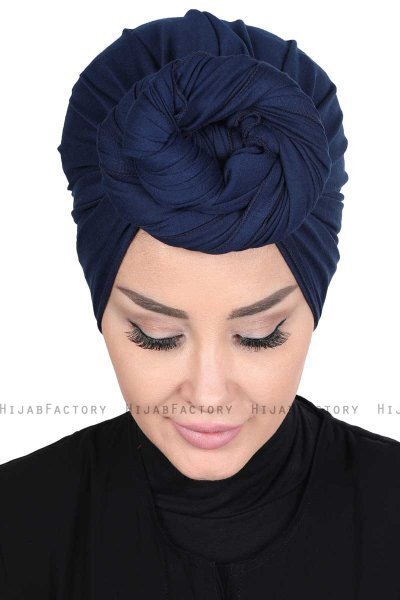 Sigrid - Hijab De Algodón Azul Marino - Ayse Turban