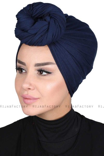 Sigrid - Hijab De Algodón Azul Marino - Ayse Turban