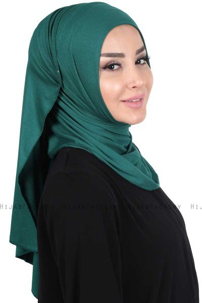 Sigrid - Hijab De Algodón Verde Oscuro Praktisk Hijab - Ayse Turban