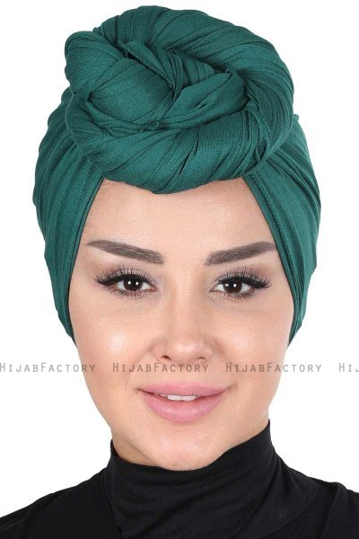 Sigrid - Hijab De Algodón Verde Oscuro Praktisk Hijab - Ayse Turban